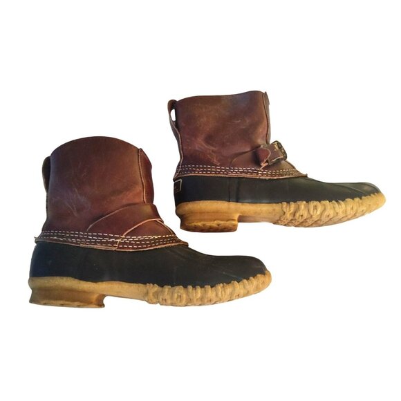 L.L. Bean Women's 8 Maine Hunting Shoe Brown/Black Leather Rubber Duck Boots - Picture 12 of 13
